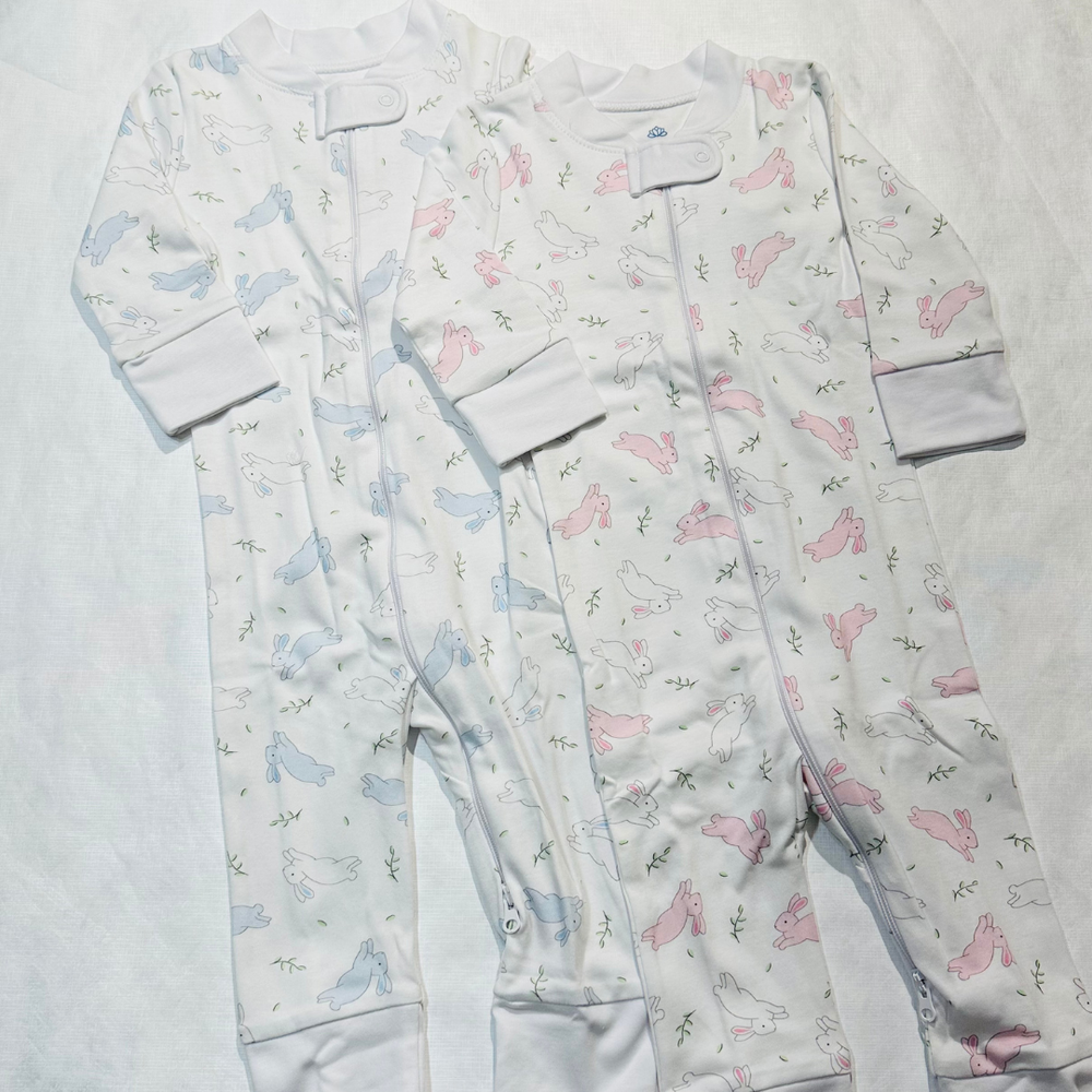 Bunny Hop Zipper Pajamas (Blue)