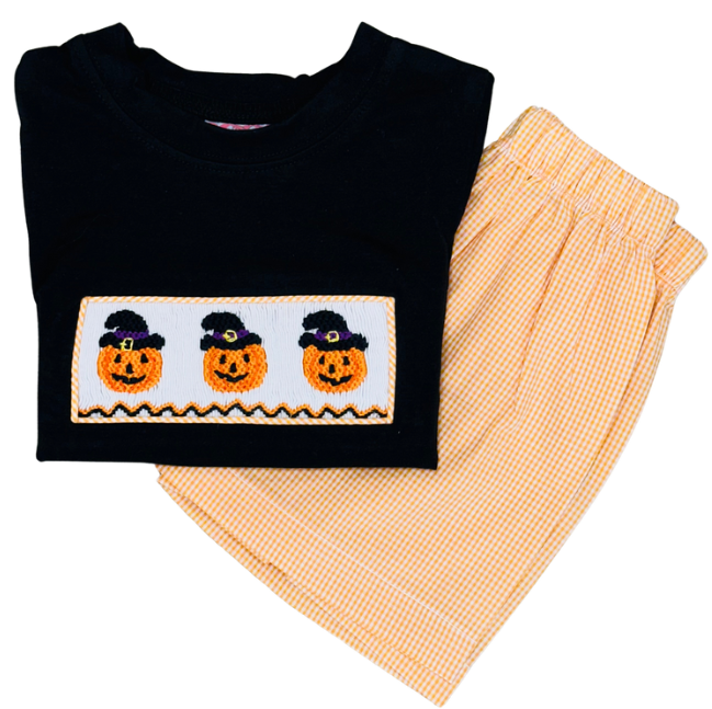 Halloween 3 Playful Pumpkin Short Set