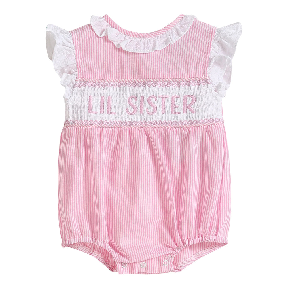 Little Sister Smocked Romper Pink