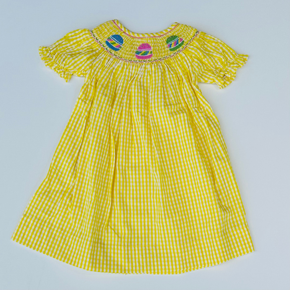 3 Eggs Smocked Dress - Yellow/Wh Gingham Dress