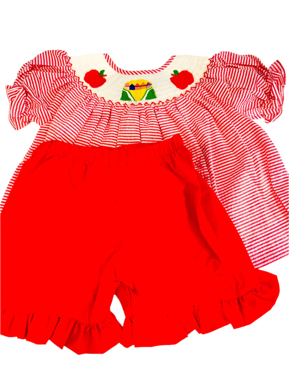 Apple Crayon Apple Ruffle Short Set