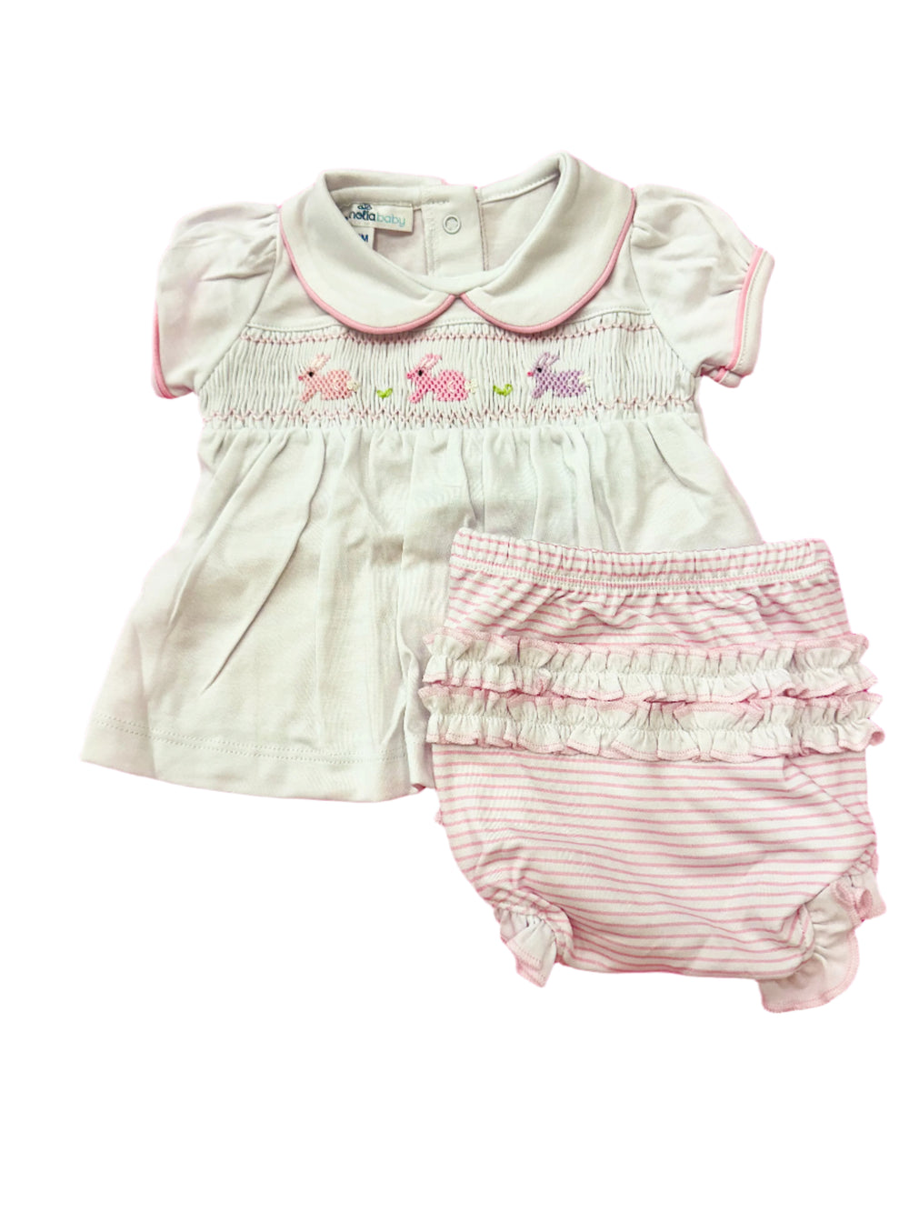 Hoppity Hop Smocked Diaper Cover Set (Pink)