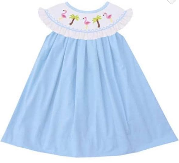 Flamingo & Palm Tree Smocked Dress