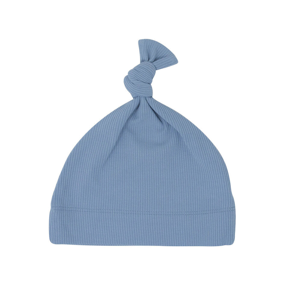 Knot Hat- Blue Fog Ribbed