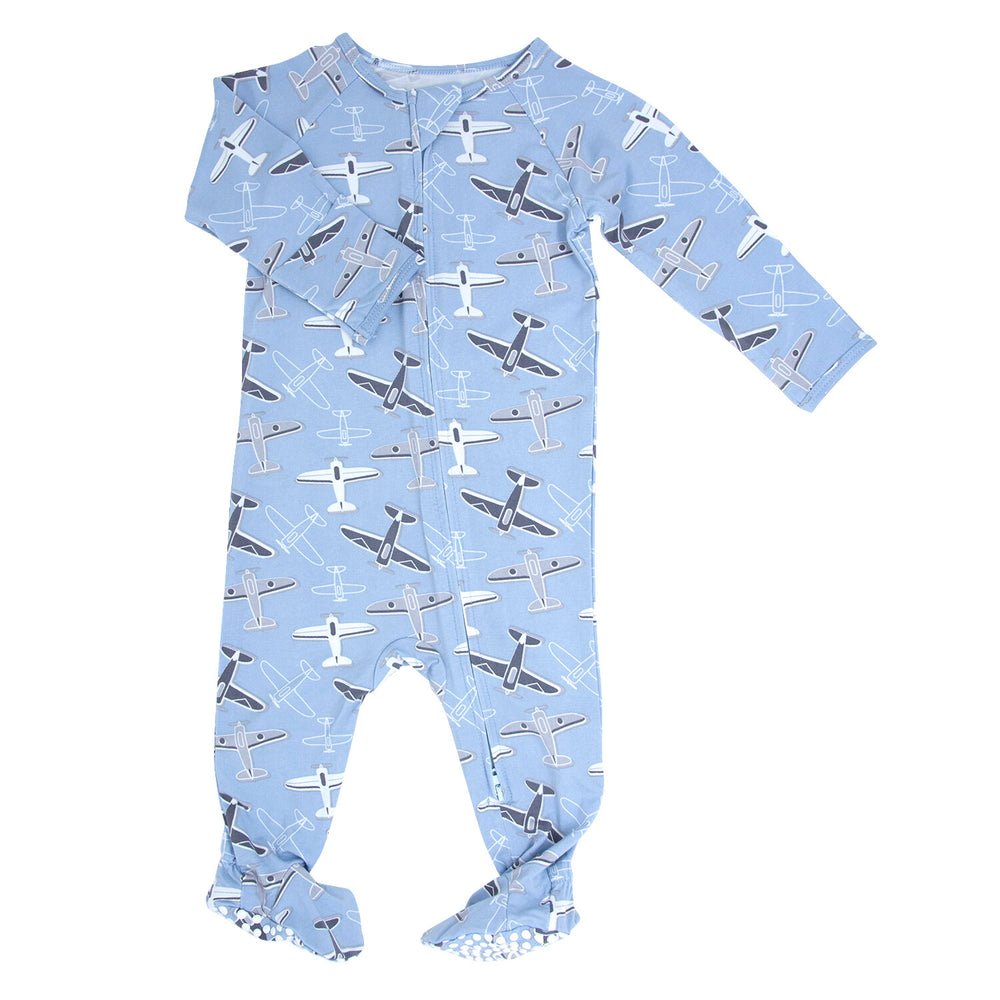 Zipper Footie- Blue Aircrafts