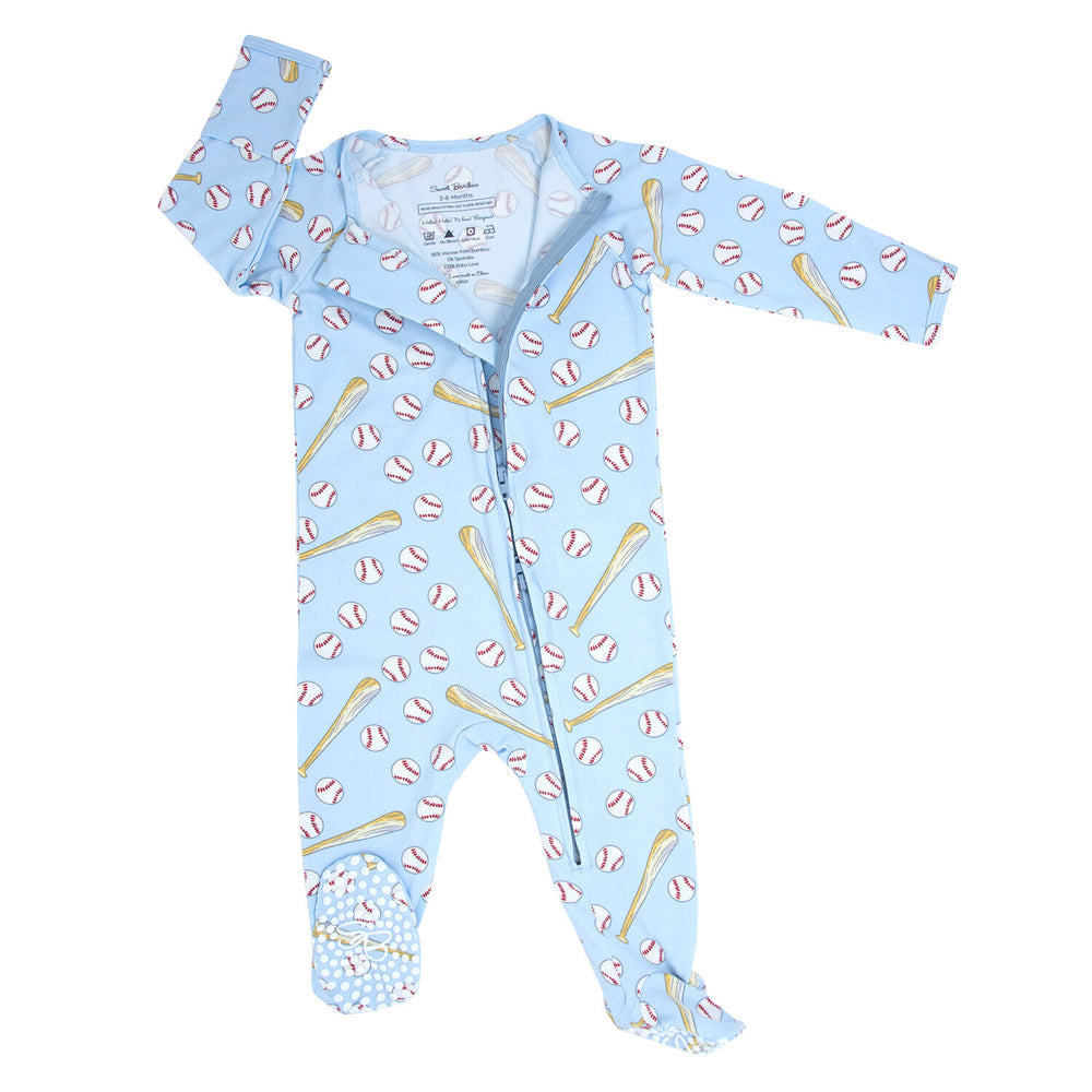 Zipper Footie- Little Slugger Blue